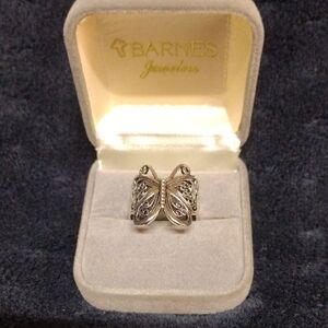 Barneys New York Silver Butterfly Motif Ring